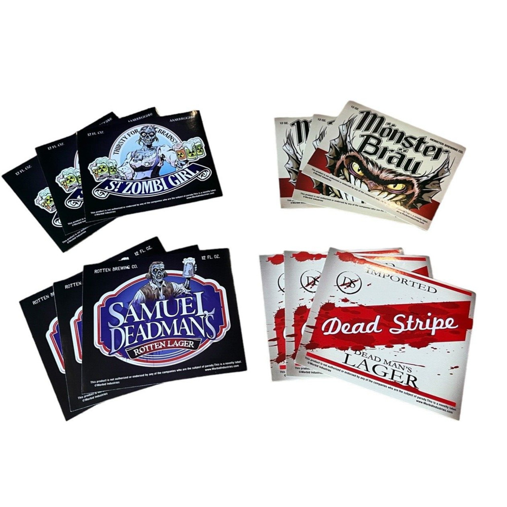 Hilarious Beer Label Bottle Stickers Morbid Industries Halloween Fun Bad Blood
